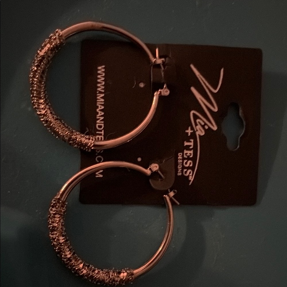 Mia + Tess Textured Silver Hoop Earrings